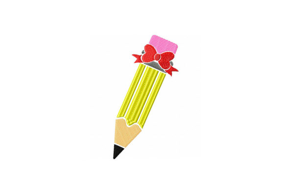 Pencil with Bow: A Charming Embroidery Design